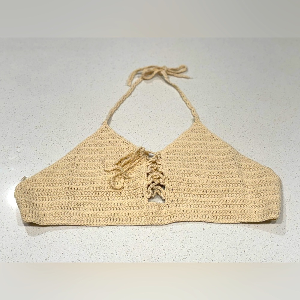 NWT Hayden LA Boho Crochet Halter Top | One Size | 100% Cotton | Natural